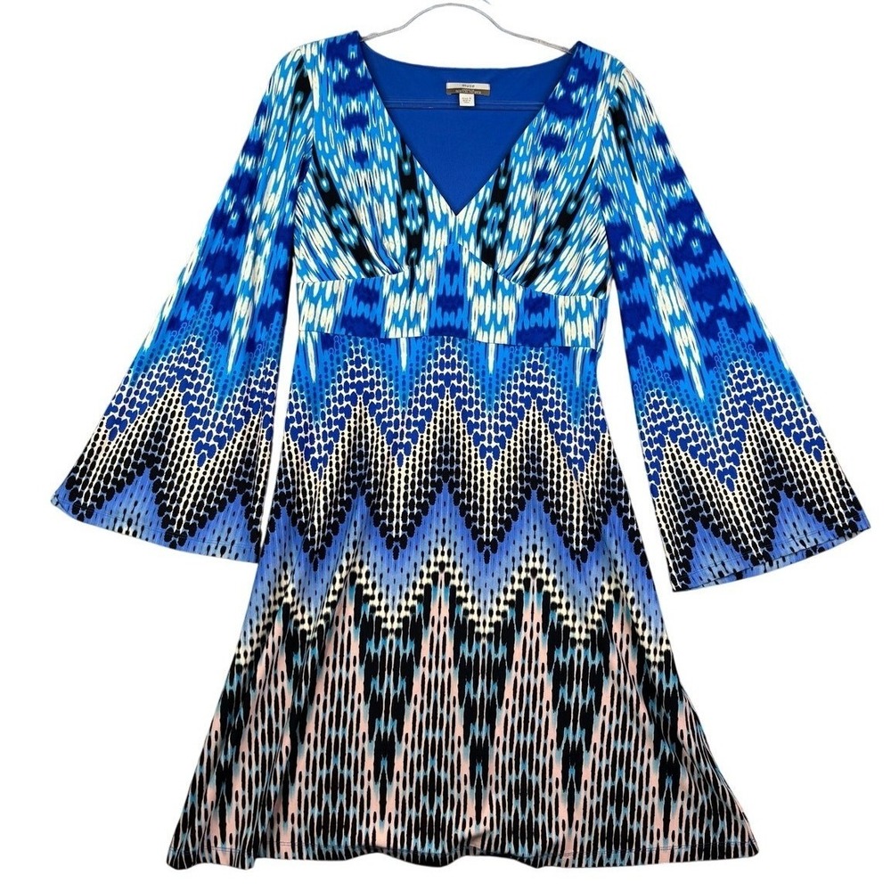 Unbranded Blue Geometric Print Long Sleeve Top Women's‎ Size Unknown